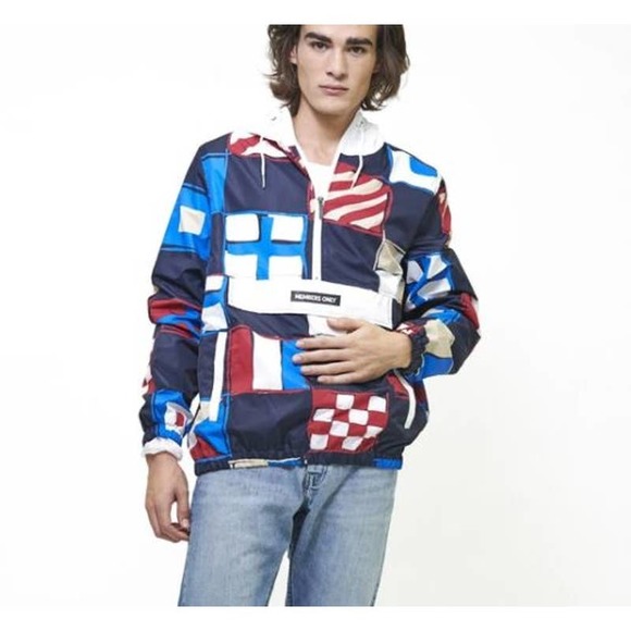 Members Only Flag Print Pullover Jacket - Picture 2 of 8